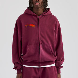 Streetwear d'hiver de logo imprimé en sérigraphie personnalisée de haute qualité Sweats à capuche zippés en coton molleton épais et écologique - Product Image 1