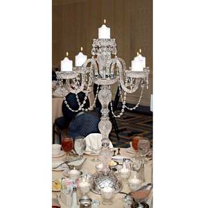 เชิงเทียนโลหะเงิน5แขนสำหรับตกแต่งงานแต่งงานงานปาร์ตี้ทำมือ - Product Image 6