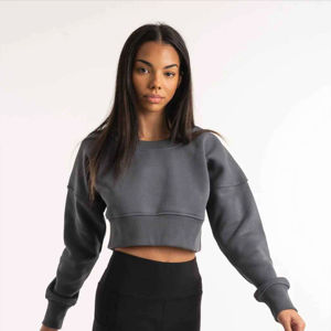 Haute qualité femmes classique OEM fabrication sur mesure femmes Street-wear sweats à capuche épais polaire dames à capuche recadrée à capuche - Product Image 2