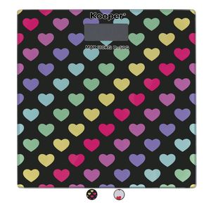Bilancia Digitale Kooper Hearts per Bagno, Bilancia Personale in Vetro per Misurare il Grasso Corporeo, Alimentata a Batteria - Product Image 1