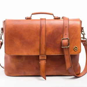 Top quality Italian handmade genuine leather briefcase with adjustable strap double use and handle DORIAN