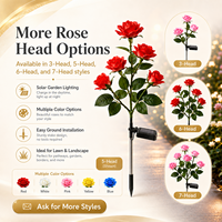 Lampe solaire décorative d'extérieur à 5 têtes en forme de rose, IP65, plusieurs couleurs, pour jardin, vente en gros