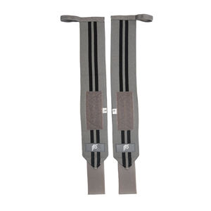 Par de muñequeras rojas de goma de algodón para adultos de talla única para entrenamiento de levantamiento de pesas y levantamiento de pesas en el gimnasio - Product Image 4