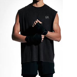 เสื้อกล้ามผ้าระบายอากาศได้ดีสำหรับผู้ชายเสื้อกล้ามสำหรับเล่นยิมสีพื้นแห้งเร็วเสื้อกล้ามขนาดใหญ่พิเศษสำหรับผู้ชาย - Product Image 3