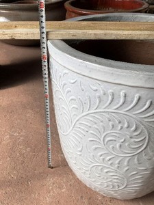 Handcrafted round Ceramic <b>Planter</b> <b>for</b> Home Outdoor Landscaping Glossy Leaf Pattern Glaze <b>for</b> Gardens Villas Patios <b>Tree</b> Planting - Product Image 4