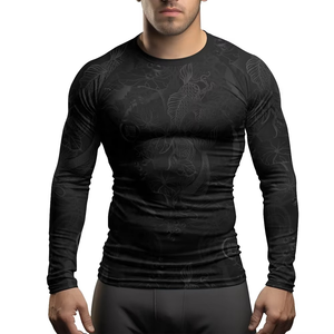 Custom Sublimation Mens for Fight Training Rash Guard Classic Solid Color Rash Guard ShirtMma Rash Guard For Men long Sleeve - Product Image 3