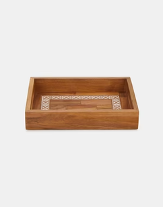 Plateau de service rond émaillé floral de créateur Vaisselle en bois de luxe pour la fête de mariage et la présentation de desserts - Product Image 3