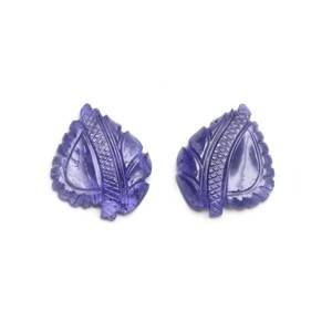 พลอยแทนซาไนต์ธรรมชาติรูปทรงใบไม้แกะสลัก พลอยซิโอไซต์ พลอยหลวม - Product Image 4