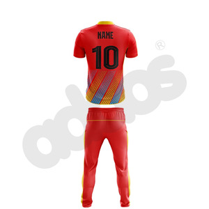 Uniforme de equipo de cricket de secado rápido de alta calidad, recién llegado, color rojo y amarillo del fabricante - Product Image 3