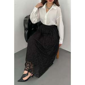 Jupe longue en dentelle noire - Noir - Product Image 3