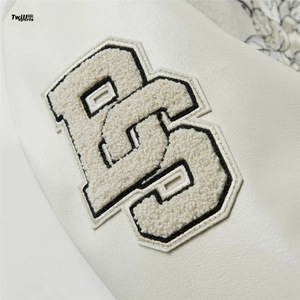 Chaqueta con letras de lana para hombre de otoño e invierno, mangas bordadas, cuello alto grueso, ropa de calle ecológica - Product Image 5