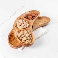 Plat à 3 compartiments en bois d'olivier |   Vaisselle tunisienne pour la vente au détail et l'hôtellerie |   Vente en gros