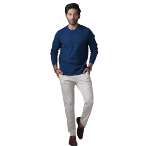 Sudadera de cuello redondo de algodón 100% de 400GSM de gran tamaño azul para mujer Heavyweight Plus Fleece con logotipo personalizado en la parte delantera para invierno - Product Image 4