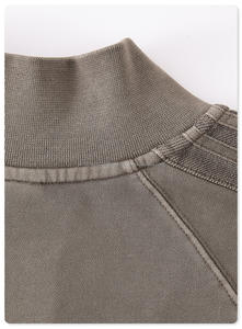 Veste à capuche en molleton français vintage lavé à fermeture éclair sur le côté, style hip-hop, très vendue, 420g, coupe courte, sans capuche - Product Image 3