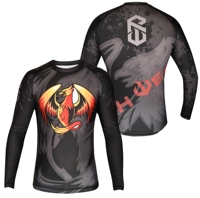 Maillot de compression MMA personnalisé par sublimation, manches longues/courtes, 85 % polyester, 15 % élasthanne, séchage rapide, respirant