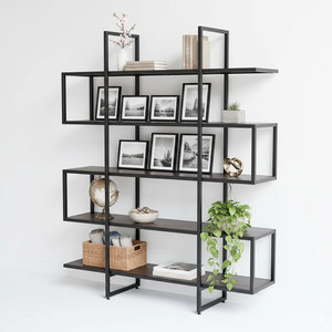 Estante Decorativo S-SHELF 120x30x150cm de Madera de Caucho KTB68032 para Sala de Estar, Armario, Pared, Florero, Decoración del Hogar, Panel Triangular - Product Image 1