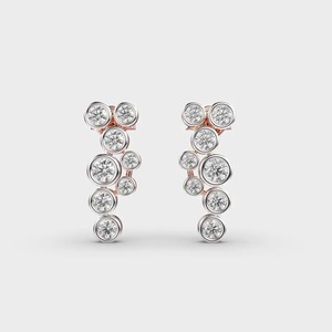 Boucles d'oreilles pendantes de luxe en argent avec zircons cubiques pour femme, motif géométrique bulle, bijoux élégants et tendance - Product Image 3