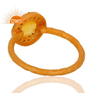 Hot Selling Sterling Silver 18K Gold Plated Natural Cz And Yellow <b>Moonstone</b> Gemstone Stackable Ring Jewelry For Women - Product Image 4