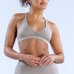 Soutien-gorge de yoga rembourré à faible impact à col en V haut de sport en nylon brossé respirant vêtements de yoga d'entraînement de style simple - Product Image 3
