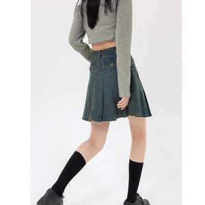 กระโปรงยีนส์คุณภาพดีที่สุดแบบใหม่ปี 2025 ขายส่ง แฟชั่นสบายๆ สไตล์วินเทจ กระโปรงยีนส์เอวสูงสำหรับผู้หญิง บริการ OEM - Product Image 6