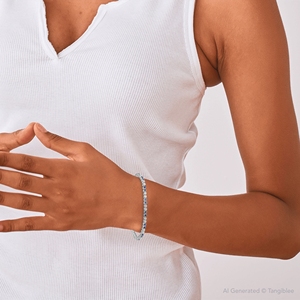 สร้อยข้อมือเทนนิสสีขาวทอง18K สำหรับผู้หญิงประดับเพชรทรงกลมและแซฟไฟร์หรูหรากำไลข้อมือสำหรับโอกาสพิเศษ - Product Image 6