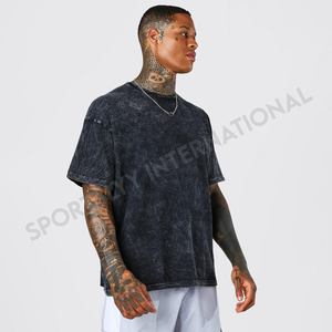 OEM Acid Wash T-Shirt pour Hommes Logo Personnalisé Impression Grandes Tailles Streetwear Oversized Fit Casual Summer Wear-Wholesale - Product Image 3