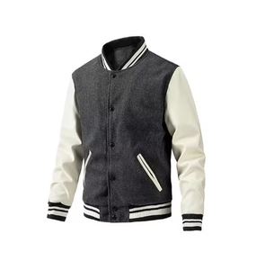 แจ็กเก็ตทีมเบสบอลแขนหนังสำหรับผู้ชายเสื้อแจ็คเก็ตผ้าขนแกะ - Product Image 3