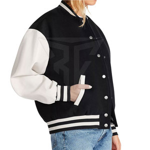Veste d'hiver de haute qualité pour femmes manches longues Logo personnalisé Letterman vêtements de mode haut de gamme tricoté traité motif solide - Product Image 2