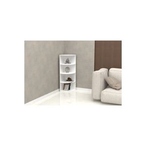 Étagère d'angle décorative moderne en Suntalam blanc pour meubles de maison dans le salon, la chambre, la salle de bain ou le bureau à domicile - Product Image 4