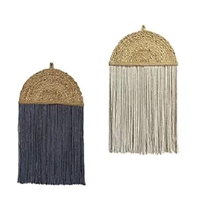 ขายส่งห้องนอนเป็นมิตรกับสิ่งแวดล้อมตกแต่งครึ่งดวงจันทร์ Macrame มือทอผนังตกแต่งพรมทําด้วยมือชุด 2 ชิ้น - Product Image 1