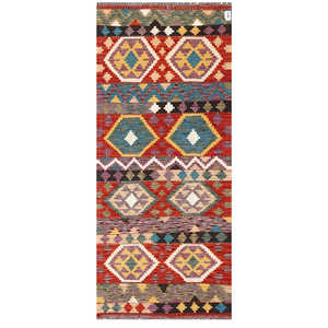 Alfombra Kilim de Maimana, Afganistán, 197 x 84 cm, Alfombras y Juegos de Alfombras - Product Image 1