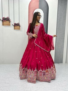 Vichitra puro especial de compromiso con trabajo de secuencia de bordado pesado Impreso digital Fancy Lahenga Choli con Cancan y lienzo - Product Image 2