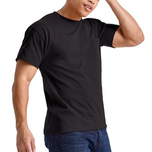 T-shirt pour homme, décontracté, 100% coton jersey, motif uni, manches courtes, poche, design vierge, coupe ample, poids du tissu 280 grammes - Product Image 3