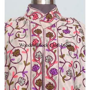 Veste en velours brodée de fleurs bohèmes, écologique, coupe-vent, respirante, rembourrage en coton Suzani, tricotée, coupe classique, pour l'hiver et l'automne - Product Image 2