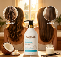 GATASE Shampooing Lotion Premium Bio Coco Vanille Anti-Frisottis Sans Silicone Éclaircissant Hydratant Lissant Quotidien pour Cheveux Abîmés