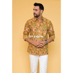 Camisa informal con estampado de tigre para hombre hecha a mano Kurta de algodón de diseñador para ropa de playa o ropa de fiesta - Product Image 2