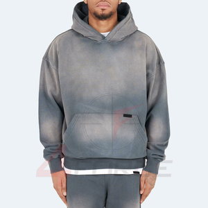 Sweat-shirts à capuche en polaire épais pour hommes 2026, 100% coton, broderie, design délavé au soleil, délavé à l'acide, strass - Product Image 1