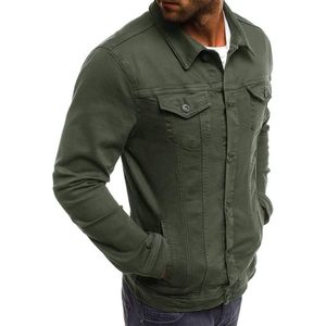 Chaqueta Vaquera Clásica Informal para Hombre 2025, Corte Ajustado, Verde 1 XL, Abrigo Vaquero de Moda - Product Image 3