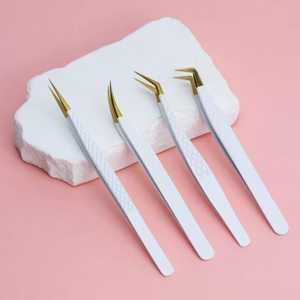 Pinzas de extensión de pestañas antideslizantes Pinzas de precisión de punta de fibra de acero inoxidable para herramientas de maquillaje - Product Image 5