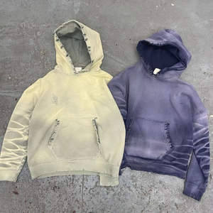 Sudadera con Capucha de Moda Invernal para Hombre, 100% Algodón, Lavado Desteñido, Estilo Urbano, con Bordado y Detalles Decorativos de Pedrería - Product Image 5