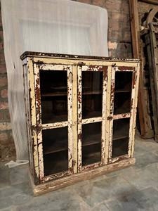 Armoire de cuisine en bois massif bleu élégante de taille moyenne, style moderne antique, luxe classique vintage - Product Image 2