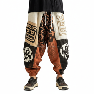 Pantalon Harem Hip Hop Baggy Oversize Taille Mi-Haute en Toile Patchwork Tendance Streetwear 100% Coton Respirant Séchage Rapide - Product Image 1
