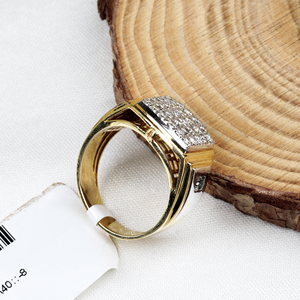 แหวนอัญมณีสำหรับผู้ชายแหวนเพชรธรรมชาติสีเหลืองทอง18K สุดหรู - Product Image 4