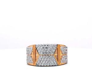 Bijoux de mariage de luxe bagues de fiançailles en acier inoxydable sans ternissement en zircone plaquée or 14 carats Rin - Product Image 1