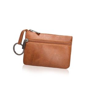Handmade High Quality Brown PU Leather <b>Coin</b> <b>Case</b> with Zipper Closure - Product Image 1