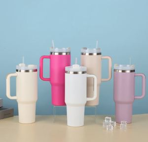 Taza de viaje, vaso de 40oz con asa y tapa de paja, botella de agua para coche al aire libre - Product Image 1