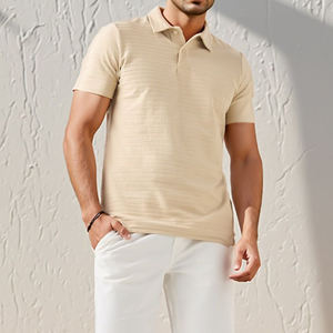 Oem high dentisty Mens Textured Knit Polo <b>Shirts</b> Short Sleeve Summer <b>Collared</b> <b>T</b> <b>Shirt</b> <b>T</b>-<b>shirt</b> Men's Top - Product Image 2