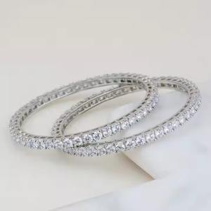 925 <b>Silver</b> Solitaire Moissanite Diamond 5MM <b>Bracelet</b> Gold Plated <b>Charm</b> <b>Bracelets</b> for Women and Girls for Gifts and Parties - Product Image 1