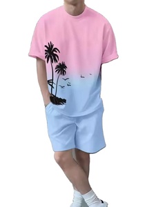 Camiseta de Verano para Hombre, con Estampado Tropical Degradado, Cuello Redondo, Manga Corta, Estilo Urbano - Product Image 2