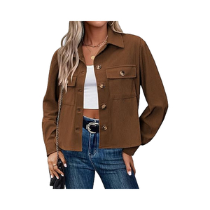 Blusas de Moda para Mujer, Manga Larga, Corta, de Lona, con Estampado de Piel de Oveja, Transpirable, con Cierre, Otoño Invierno, Modernas, con Botones - Product Image 1